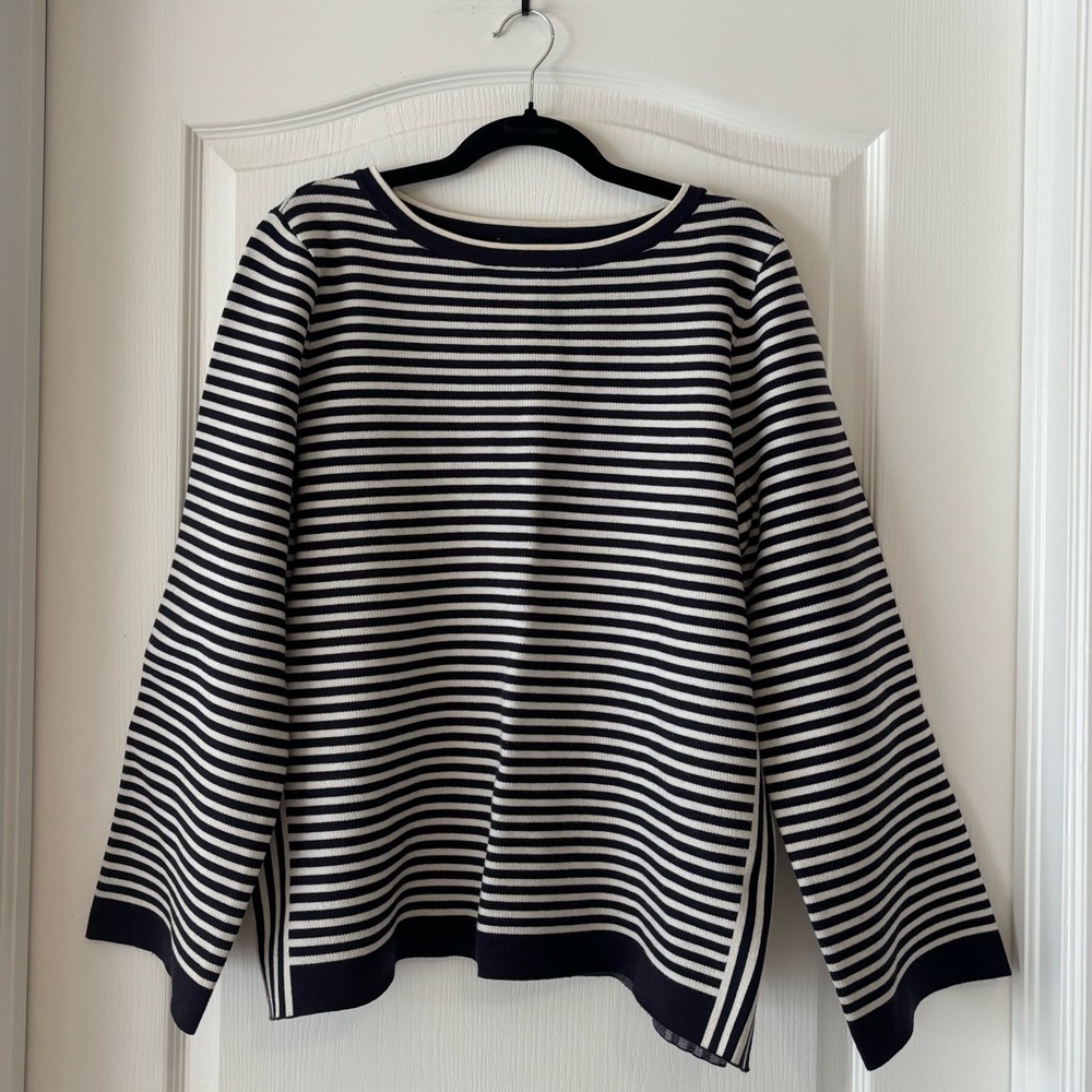 Ann Taylor Black and White Striped Sweater
